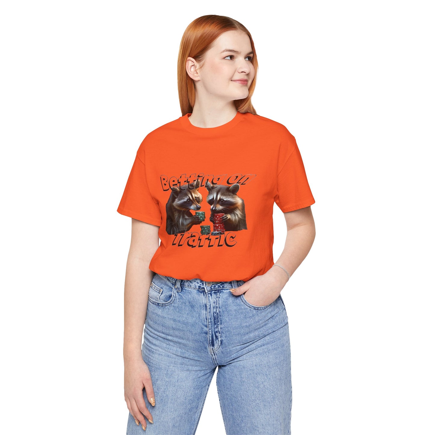 Funny Betting Raccoon Unisex T-Shirt - Perfect for Gamers & Animal Lovers