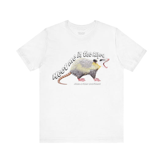 Quirky Opossum Graphic Tee - "Meet Me in the Alley" Design