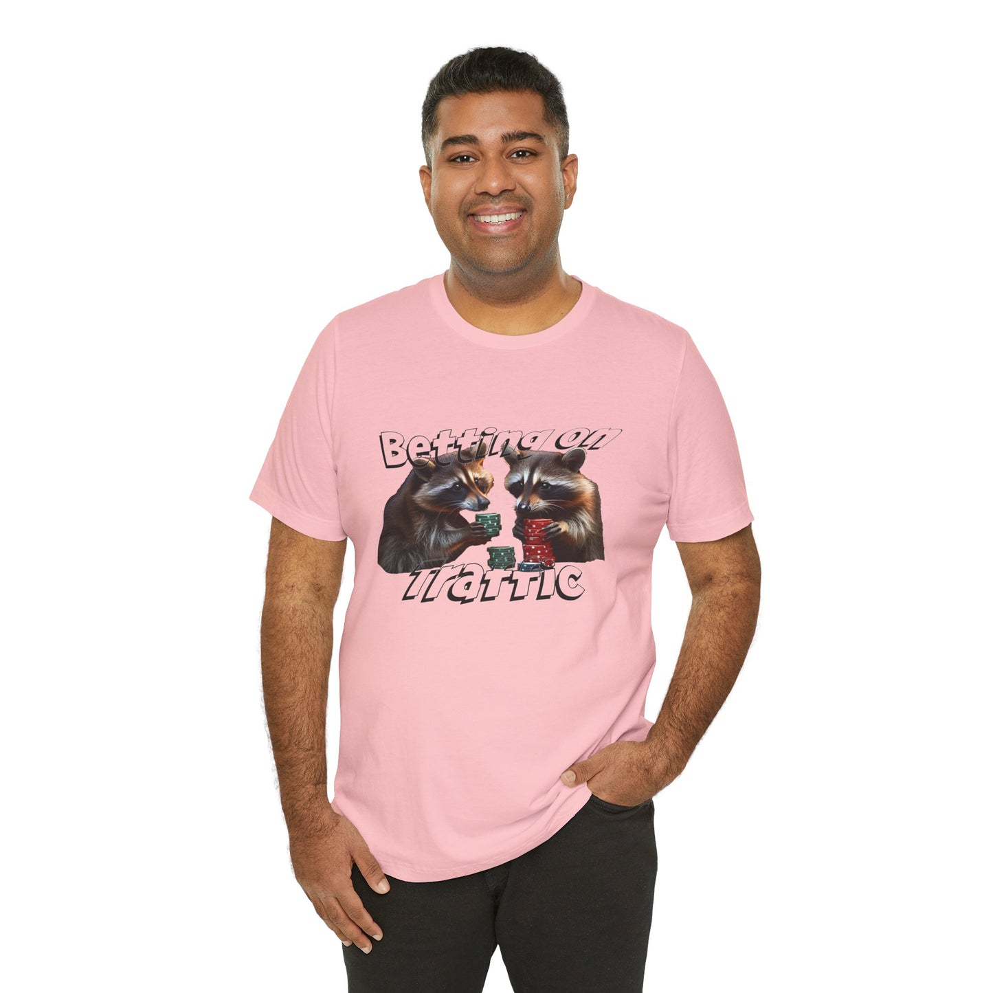 Funny Betting Raccoon Unisex T-Shirt - Perfect for Gamers & Animal Lovers